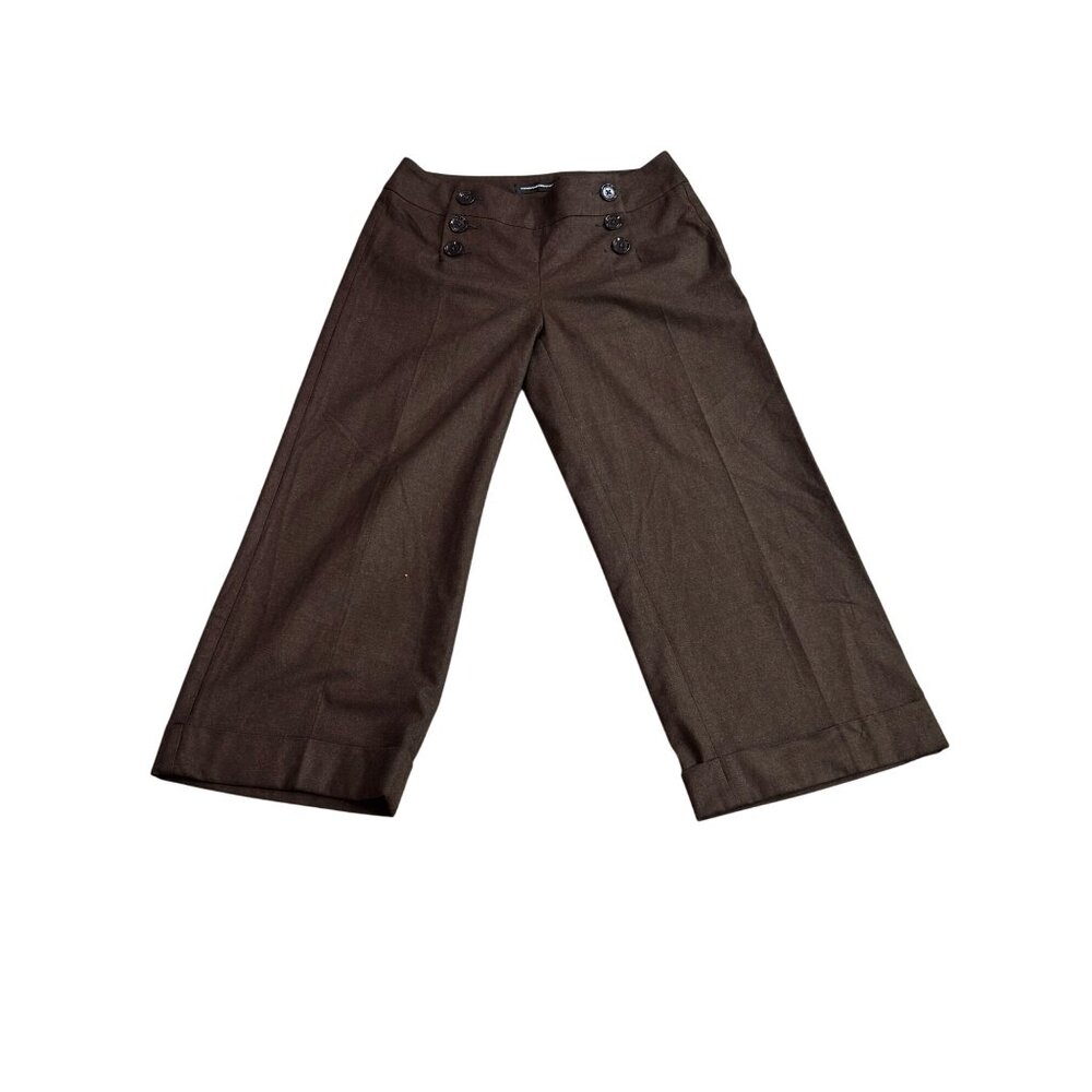 Express Design Studio Womens Wide-Leg Brown Trousers Size 0 Polyester & Viscose